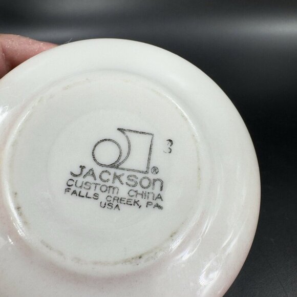 Jackson Custom China Restaurant Ware MCM Heavy Pottery Dish Bowl Set 3 Red White - Picture 5 of 16